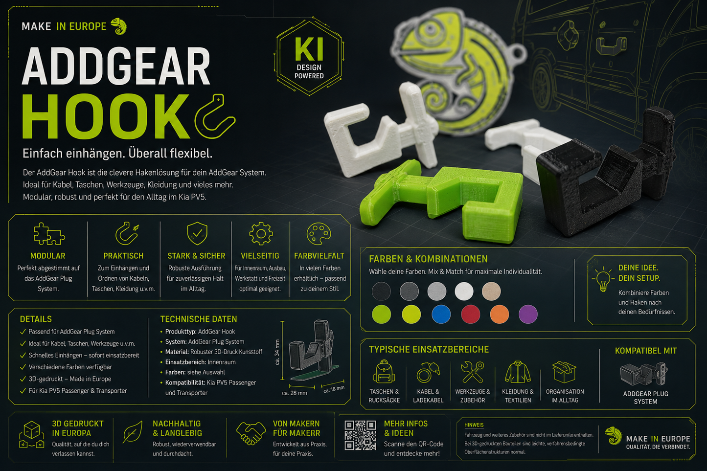 Kia / Hyundai AddGear Hook – modulare Zubehörbefestigung für Kia PV5 Transporter & Passenger (Kopie)
