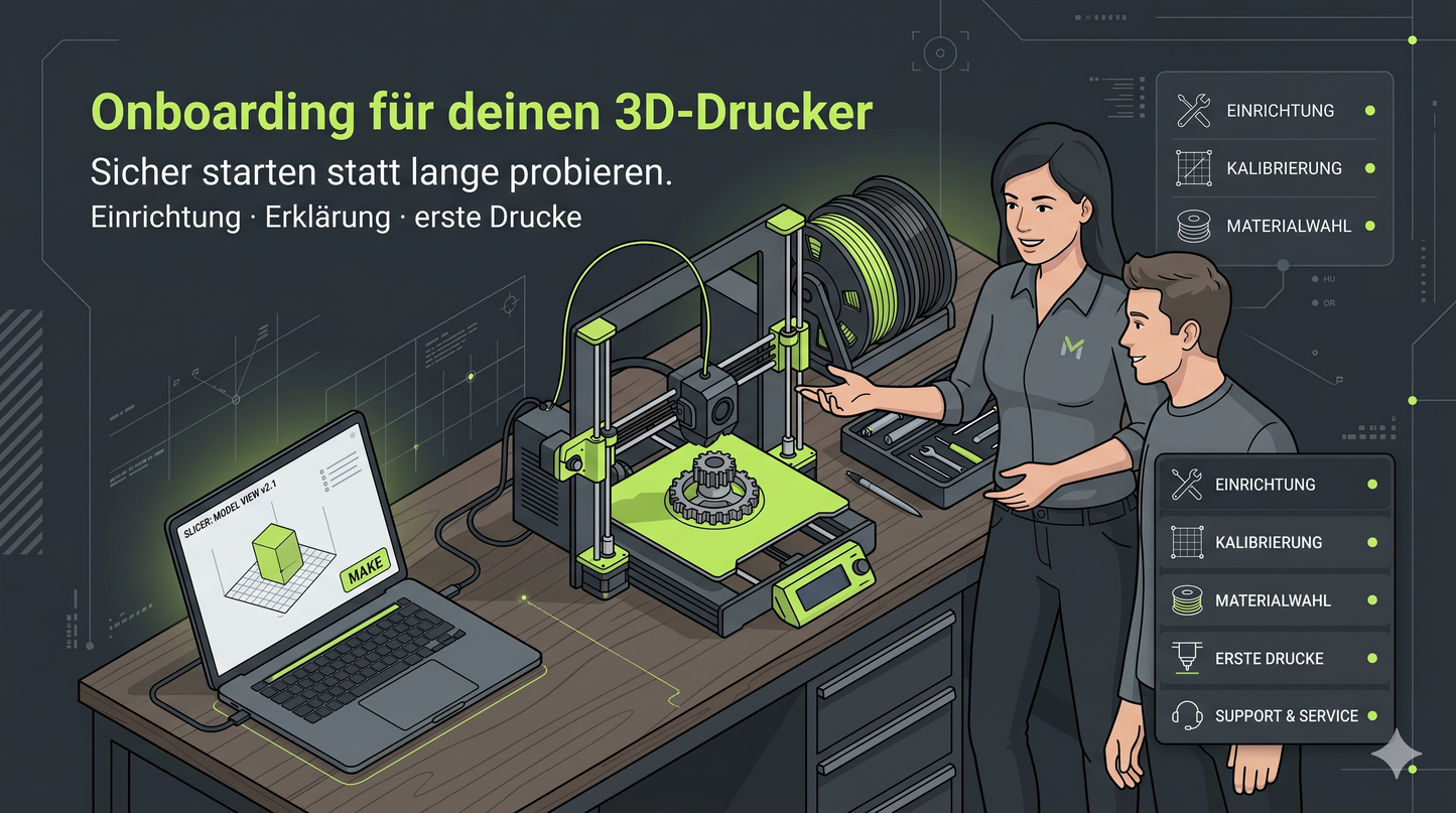Neugerät Onboarding - geführter Einstieg in die 3D Druck Welt