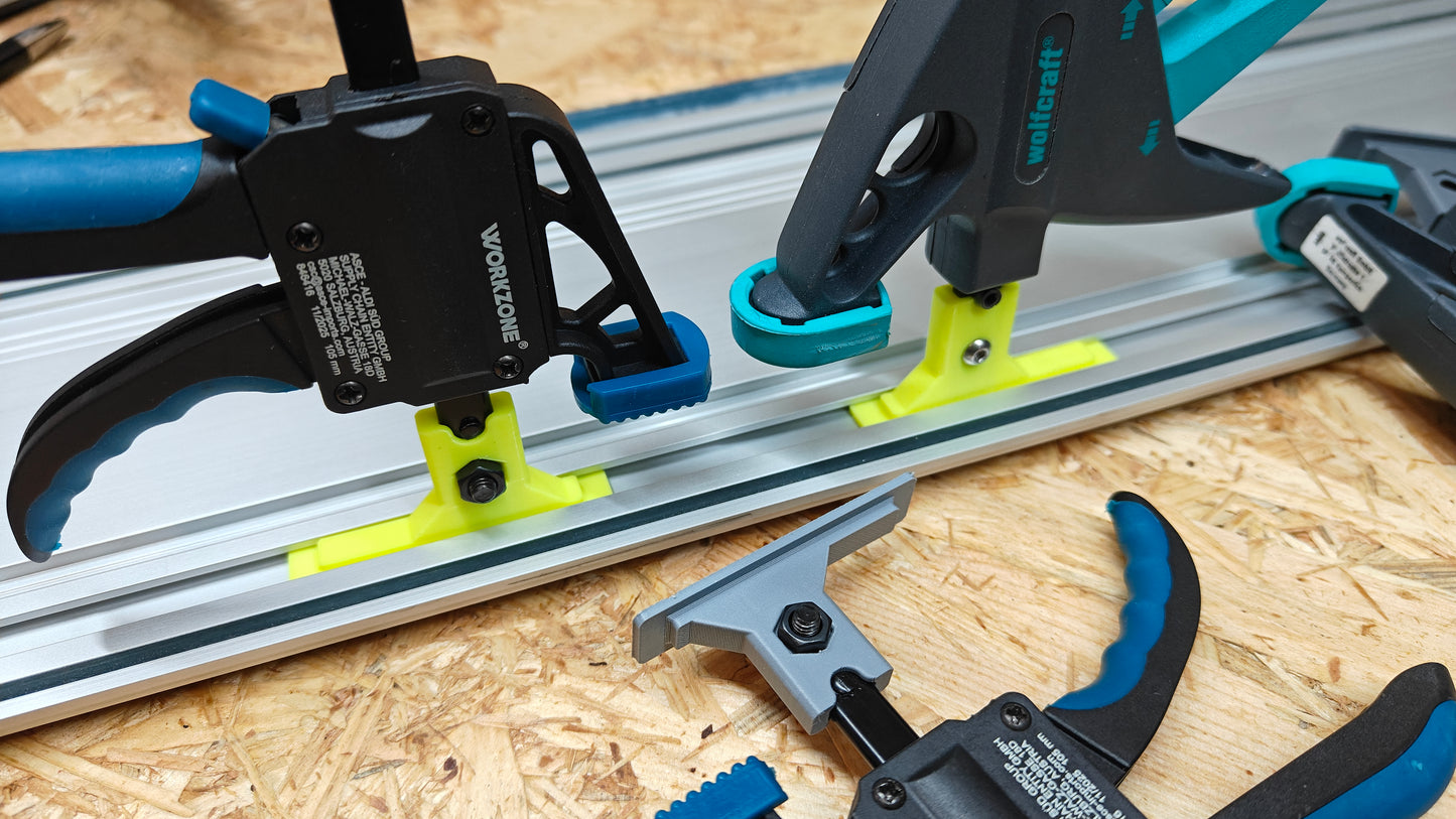 Serrage à vis à une main sur les rails de guidage Bosch Professional FSN